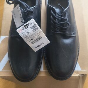 Zara Black Leather Derby Shoes